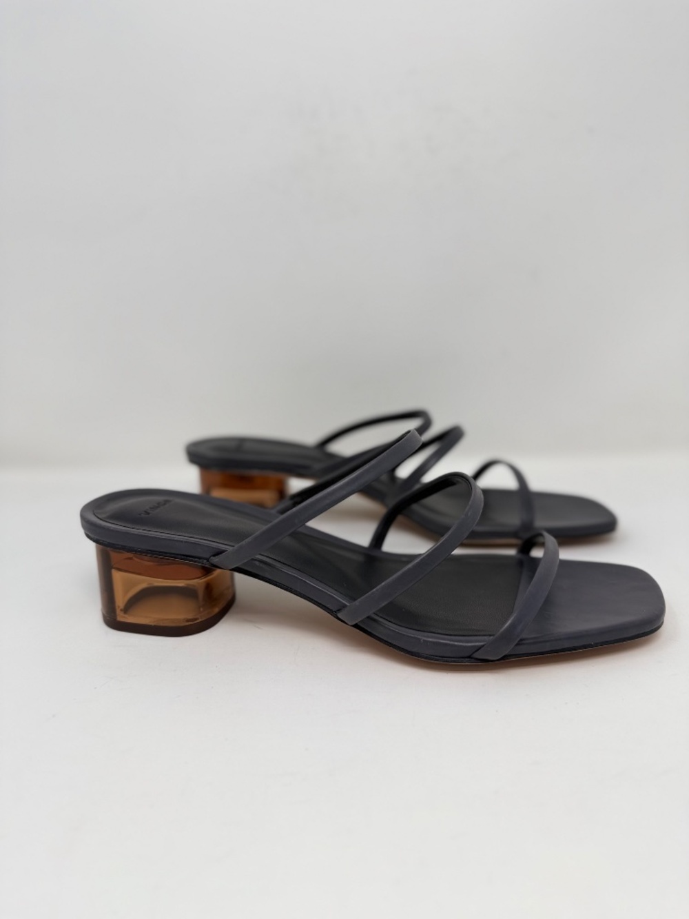 New Vince Palm Springs Leather Heeled Sandal In Iris Slate Sz 7.5 - Picture 5 of 14
